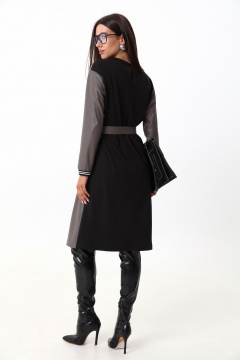 Платье свободного силуэта ниже колена с имитацией топа и открытыми плечами LM М91 серый - фото 5