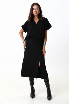 Костюм 2-ка из блузы и юбки с регулируемым соединением для платьев LM М94 черный - фото 5