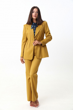 Жакет приталенный с отрезными бочками из текстиля LM КТ3003-1 горчица - фото 1