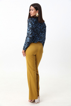 Деловые женские брюки прямого силуэта из текстиля LM КТ3013-1 горчица - фото 3