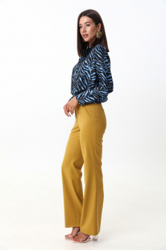 Деловые женские брюки прямого силуэта из текстиля LM КТ3013-1 горчица - фото 2
