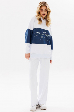 Объемный оверсайз худи с контрастной вставкой и вышивкой GO F4072/01-01. 164-170 - фото 4