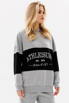 Объемный оверсайз худи с контрастной вставкой и вышивкой GO F4072/50-04. 164-170 - фото 3