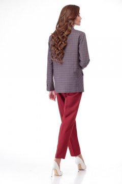 Бежевый клетчатый жакет с кулиской и прорезными карманами Anelli 901 клетка_беж - фото 4