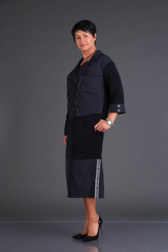 Демисезонное платье из текстиля в стиле пиджака и органзы ZigzagStyle 366 синий - фото 5