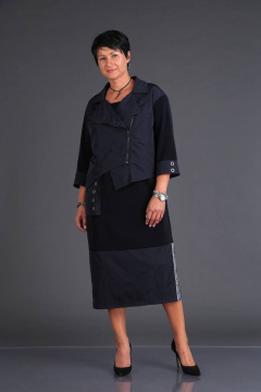 Демисезонное платье из текстиля в стиле пиджака и органзы ZigzagStyle 366 синий - фото 1