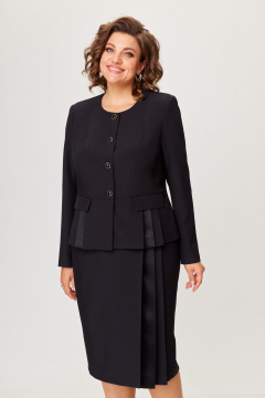 Деловой костюм из текстиля жакет и юбка ANASTASIA MAK 1203 черный - фото 4