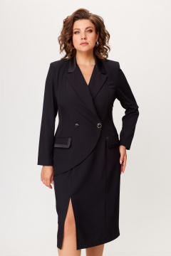 Демисезонное платье с разрезом и асимметричной деталей ANASTASIA MAK 1206 черный - фото 5