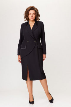 Демисезонное платье с разрезом и асимметричной деталей ANASTASIA MAK 1206 черный - фото 1