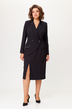 Демисезонное платье с разрезом и асимметричной деталей ANASTASIA MAK 1206 черный - фото 3