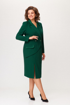 Платье из текстиля с разрезом и V-образным вырезом ANASTASIA MAK 1206 зеленый - фото 4