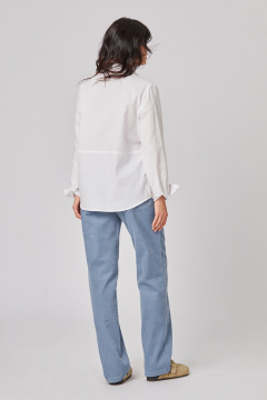 Деловая блуза из хлопка и текстиля с классическим кроем Rivoli 2405 белый - фото 5