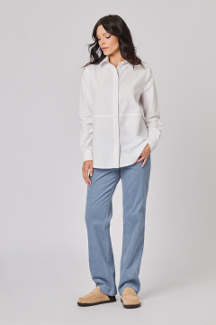 Деловая блуза из хлопка и текстиля с классическим кроем Rivoli 2405 белый - фото 4