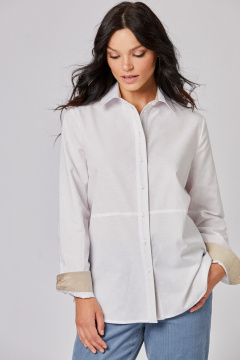 Деловая блуза из хлопка и текстиля с классическим кроем Rivoli 2405 белый - фото 2