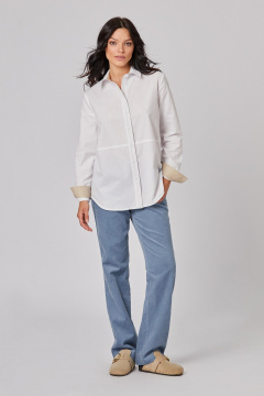 Деловая блуза из хлопка и текстиля с классическим кроем Rivoli 2405 белый - фото 1