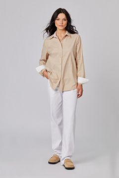 Блуза полуприталенная с рубашечным воротником на пуговицах Rivoli 2405.1 теплый_бежевый - фото 1