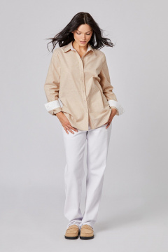 Блуза полуприталенная с рубашечным воротником на пуговицах Rivoli 2405.1 теплый_бежевый - фото 3
