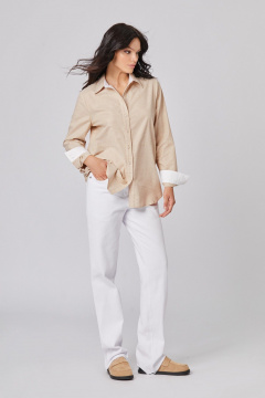 Блуза полуприталенная с рубашечным воротником на пуговицах Rivoli 2405.1 теплый_бежевый - фото 2