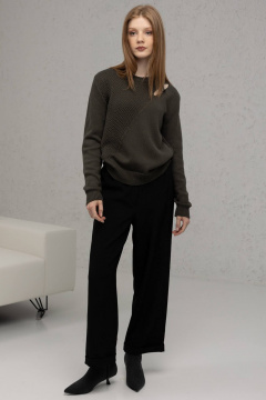 Брюки свободного кроя из ткани с карманами и эластичным поясом Romgil РТ0043-ПЭ5 черный - фото 1