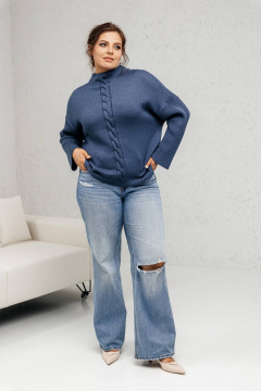 Джемпер классический из мягкой пряжи с прямым силуэтом Romgil 941ШТЗ индиго - фото 5