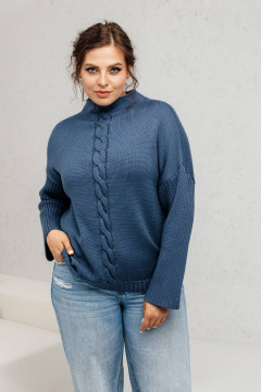 Джемпер классический из мягкой пряжи с прямым силуэтом Romgil 941ШТЗ индиго - фото 1