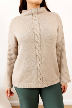 Джемпер классический из трикотажа для повседневной носки Romgil 941ШТЗ светло-бежевый - фото 5