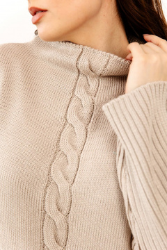 Джемпер классический из трикотажа для повседневной носки Romgil 941ШТЗ светло-бежевый - фото 3