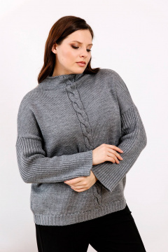 Джемпер серый из вязаной трикотажной пряжи для офиса и повседневности Romgil 941ШТЗ серый - фото 1