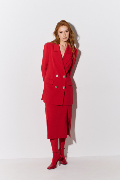 Костюм жакет с юбкой приталенного кроя и разрезом FLAIM 1088.01 красный - фото 1