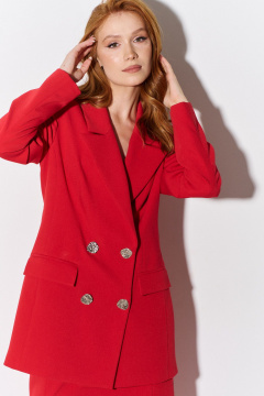 Жакет приталенный двубортный из костюмной ткани с карманами FLAIM 1089.01 красный - фото 2