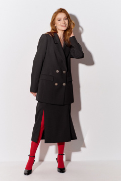 Жакет приталенный двубортный из костюмной ткани на подкладке FLAIM 1089.02 черный - фото 4