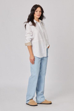 Джинсы прямой силуэт с необработанным краем и карманами Rivoli 5224 голубой - фото 2