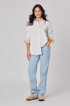 Джинсы прямой силуэт с необработанным краем и карманами Rivoli 5224 голубой - фото 1