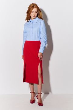 Юбка миди с разрезами и поясом-обтачкой из костюмной ткани FLAIM 1090.01 красный - фото 1