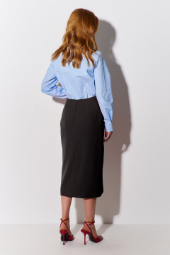 Юбка миди с разрезами и поясом-обтачкой из костюмной ткани FLAIM 1090.02 черный - фото 2