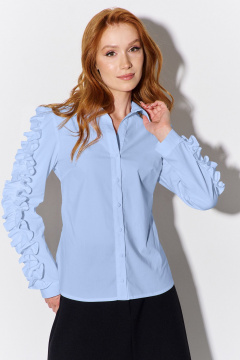 Голубая приталенная рубашка с застежкой на пуговицы из текстиля FLAIM 1092.02 голубой - фото 3