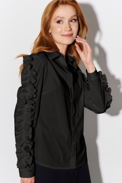 Черная приталенная рубашка в клетку из фланелевой ткани FLAIM 1092.03 черный - фото 4