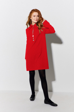 Платье прямого силуэта с воротником на пуговицах FLAIM 1093.02 красный - фото 1