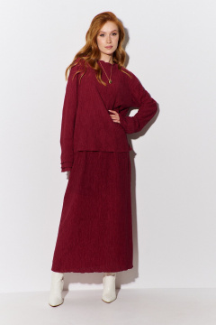Комплект юбка из костюмной ткани и свободный джемпер FLAIM 1094.01 бургунди - фото 1
