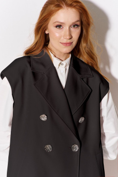 Черный жилет с карманами из костюмной ткани FLAIM 1096.03 черный - фото 5