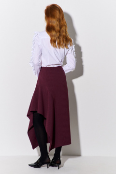 Юбка А-силуэта с асимметричным воланом из костюмной ткани FLAIM 1097 бургунди - фото 2