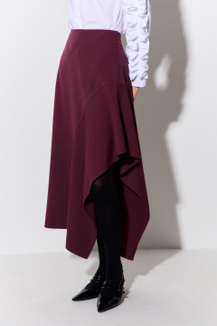 Юбка А-силуэта с асимметричным воланом из костюмной ткани FLAIM 1097 бургунди - фото 5