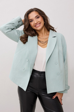 Жакет демисезонный бирюзовый двубортный MALI 124-040 бирюза - фото 3