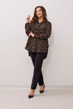 Блуза из легкой ткани с разноуровневым низом MALI 624-042 черно-рыжий - фото 4