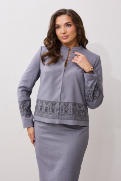 Костюм жакет и юбка с принтом и вытачками MALI 723-061 графит - фото 2