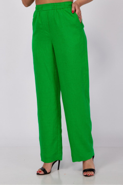 Льняной костюм из жилета и прямых брюк с поясом MALI 724-023 ультразелень - фото 3