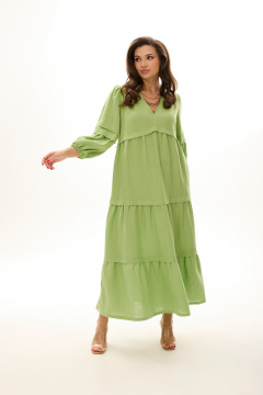 Платье с завышенной талией и многослойной юбкой MALI 424-007 салат - фото 1