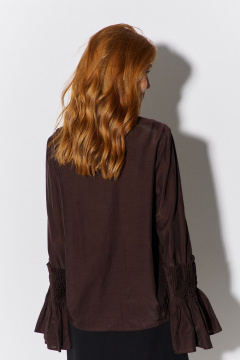 Коричневая классическая рубашка с декоративными манжетами из текстиля FLAIM 1109.01 шоколад - фото 2