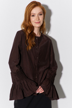 Коричневая классическая рубашка с декоративными манжетами из текстиля FLAIM 1109.01 шоколад - фото 1
