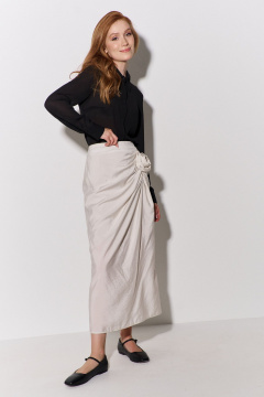 Юбка миди с декоративным элементом и цветком из плательной ткани FLAIM 1110 бежевый - фото 3
